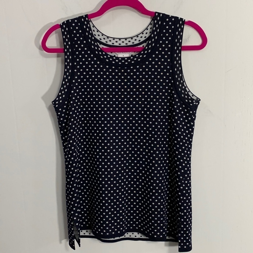 Misook polka dot Tank top Size Small, good condition see measurements
